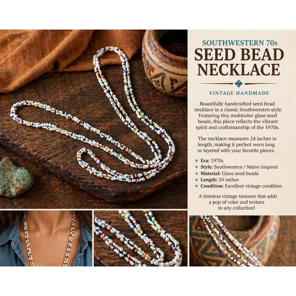 Beads  Single Strand  Seed Beaded Necklace Waist Beads Southwestern Navajo
